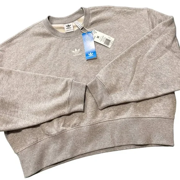 Adidas NWT Womans Light Gray Cropped Sweatshirt - Picture 1 of 5